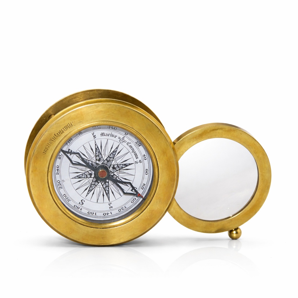 Ahşap Kutulu Pirinç Mercekli Pusula 16040A