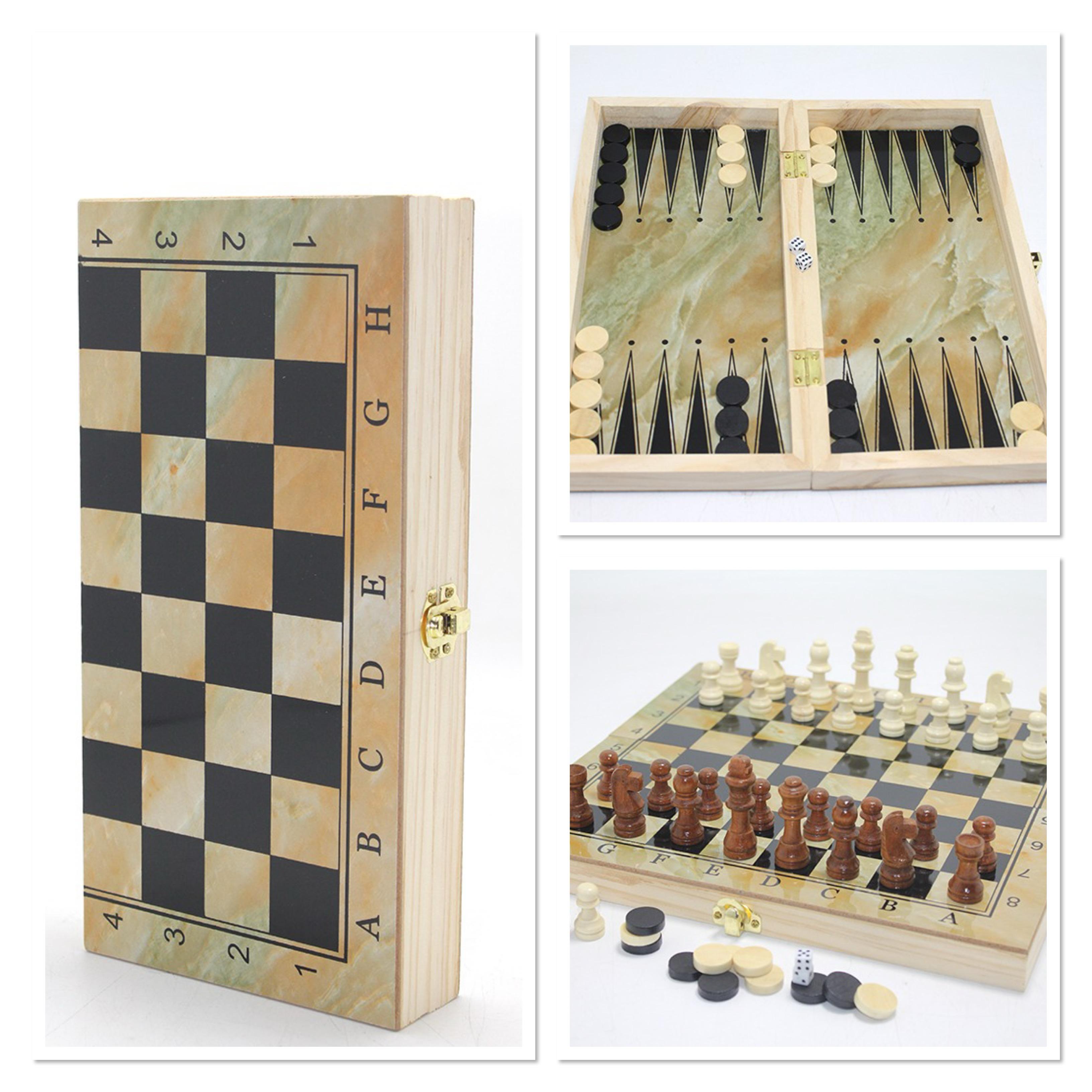 Ahşap Kutulu Satranç ve Tavla Seti Alk4219