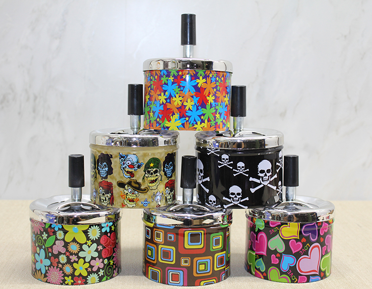 Metal Renkli Basmalı Küllük Yuvarlak Alk4529