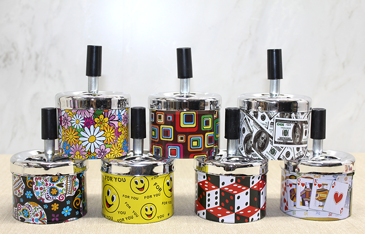 Metal Renkli Basmalı Küllük Yuvarlak Alk4528