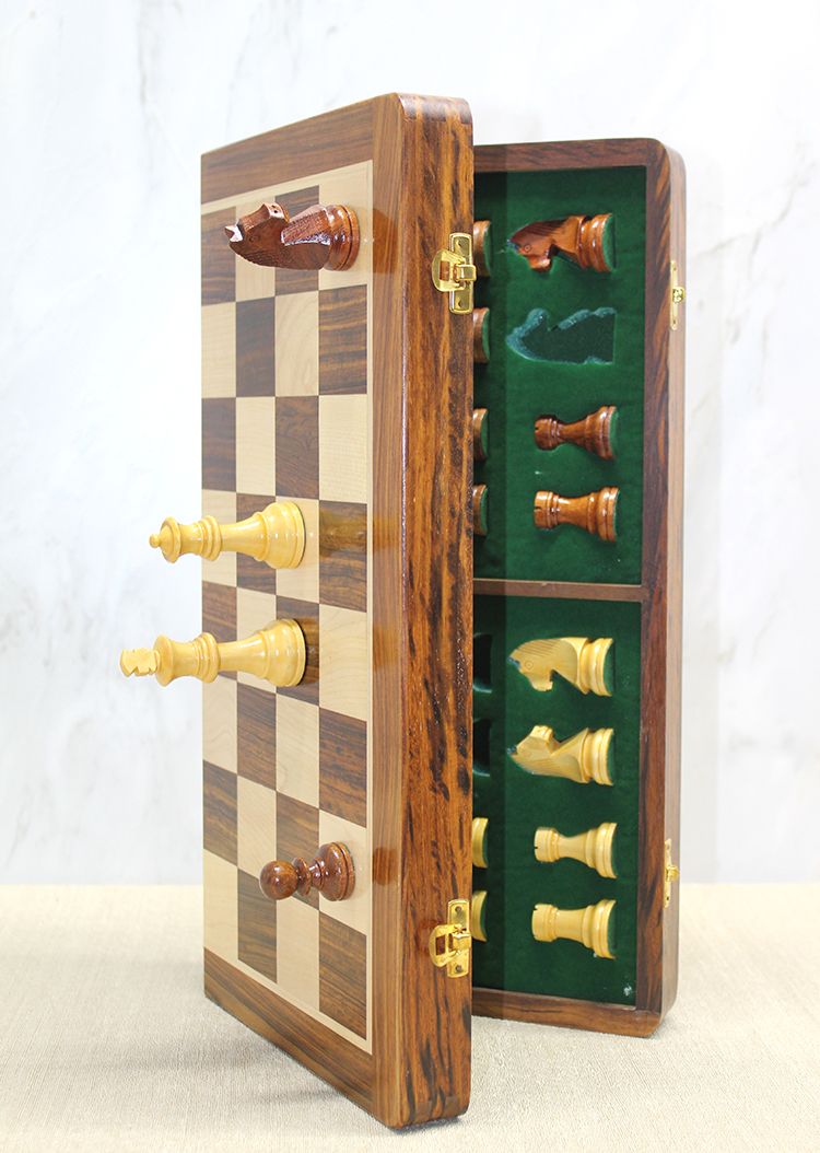 Mıknatıs Taşlı Ahşap Katlanabilir Kutulu Satranç Oyunu 40 Cm G225