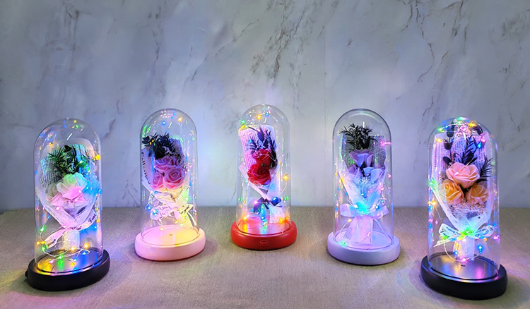 Işıklı Müzikli Romantik Gül Buketi  Alk4999