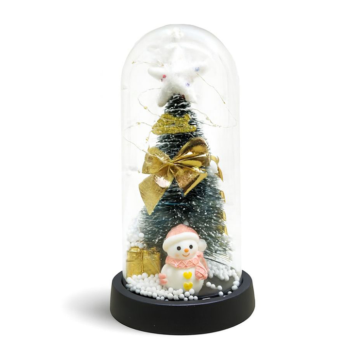 Yılbaşı Temalı Işıklı  Dekoratif Cam Fanus Alk5079