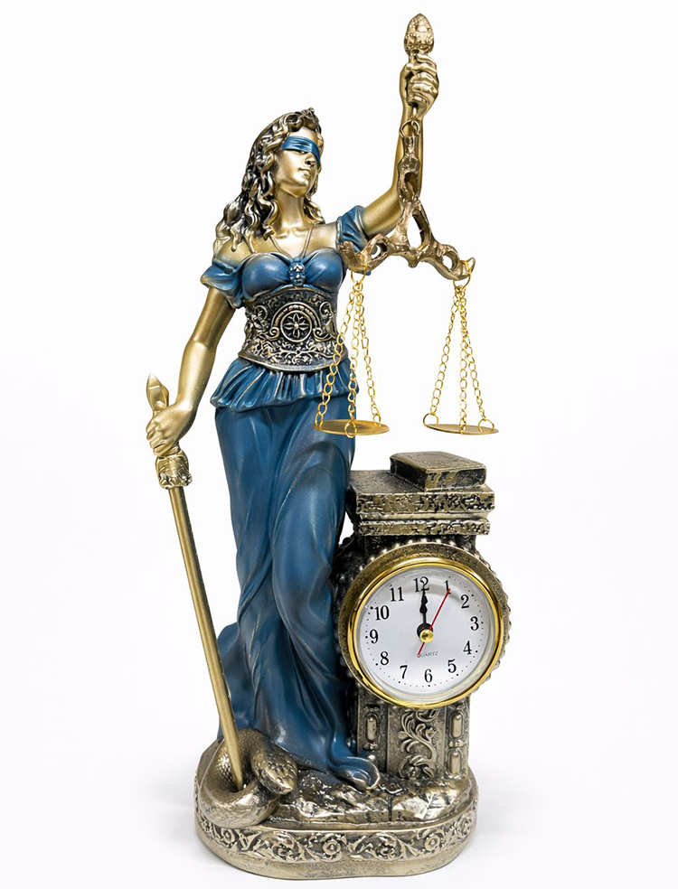 Polyester Saatli Adalet Figürü Alk4415