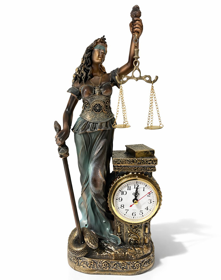 Polyester Saatli Adalet Figürü Alk4414