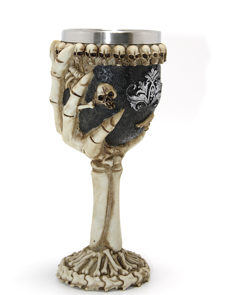 İskelet Eli Tutan 3D Kabartmalı Paslanmaz Çelik Kadeh Bardak Alk1131