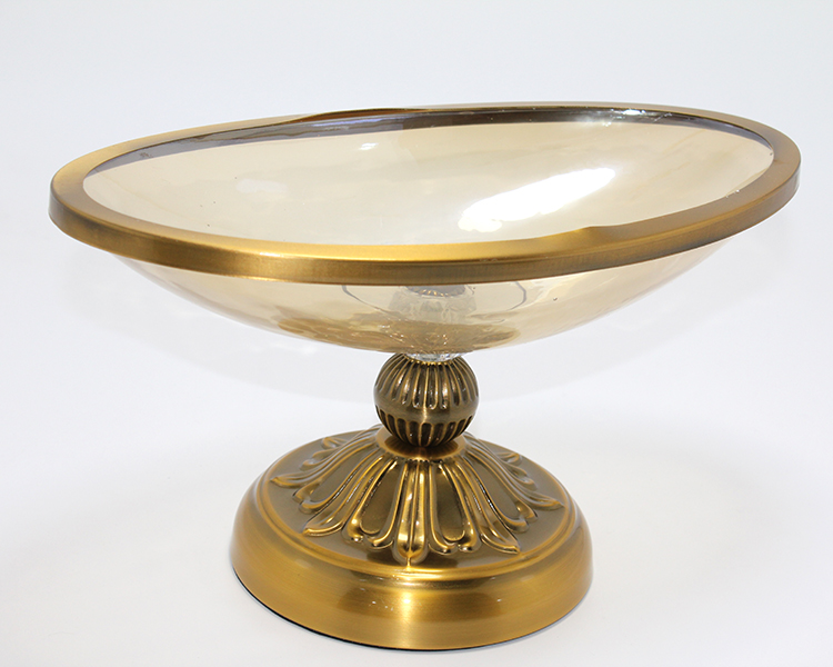 Antik Eskitme Gold Ayaklı Dekoratif Cam Gondol Sunumluk Alk4883