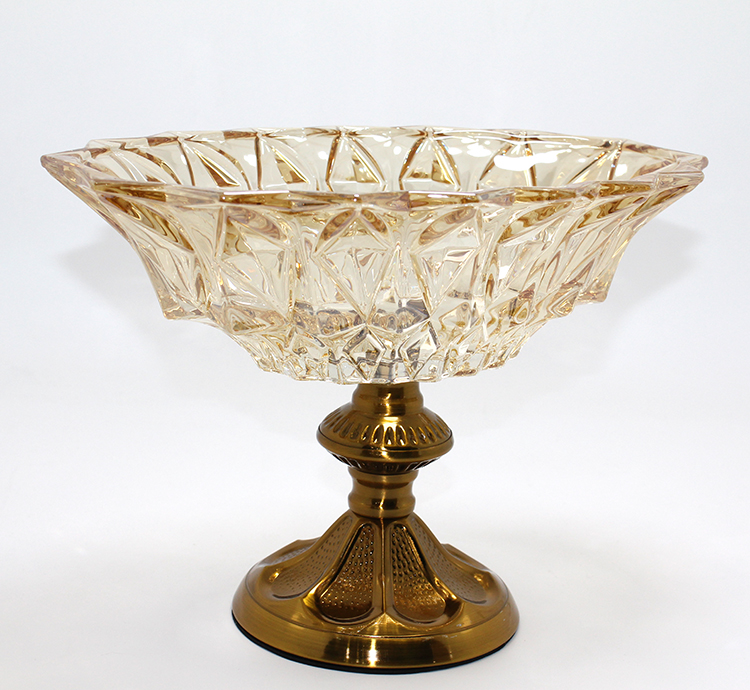 Gold Detaylı Eskitme Ayaklı Dekoratif Cam Sunumluk Alk4885