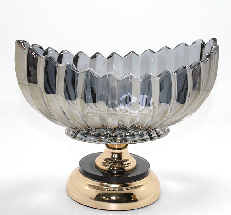 Lüks Füme Kristal Cam Gondol Gold Ayaklı Sunumluk Alk4886