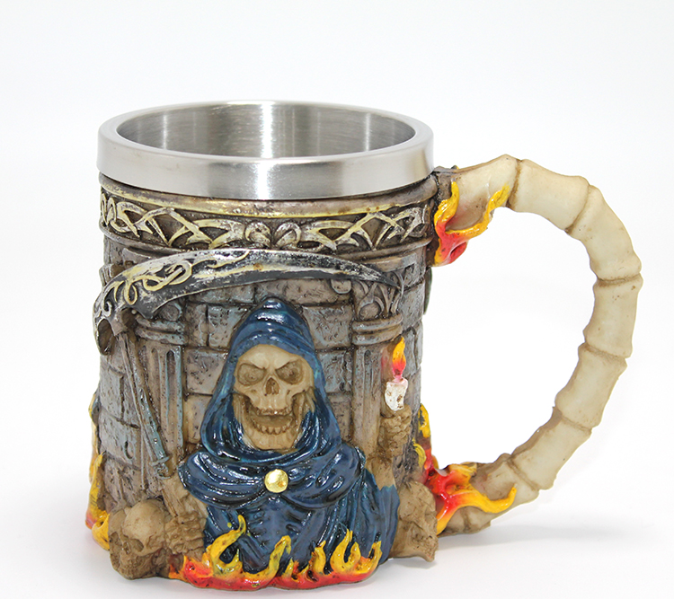 Grim Reaper Azrail Kabartmalı 3D Tasarım Çelik Kupa Bardak Alk4368