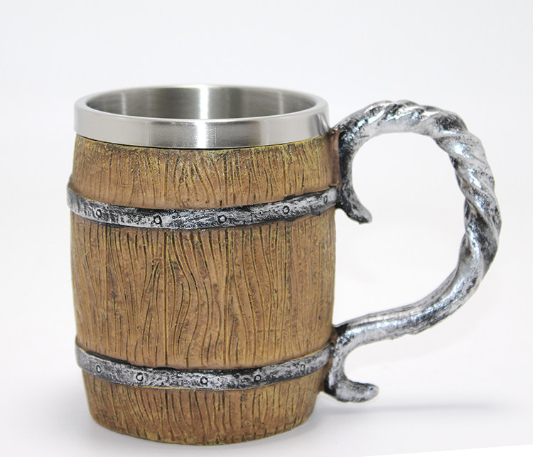 Fıçı Tasarımı 3D Kabartmalı Paslanmaz Çelik Kupa Bardak Alk4385