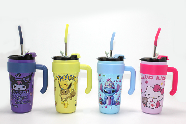 Sevimli Anime Karakterli Pipetli Termos & Suluk Alk4714