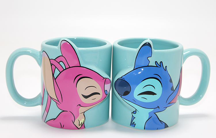 Stitch Ve Angel 3D Figürlü Öpüşen Çift Kupa Bardak Seti Alk4538