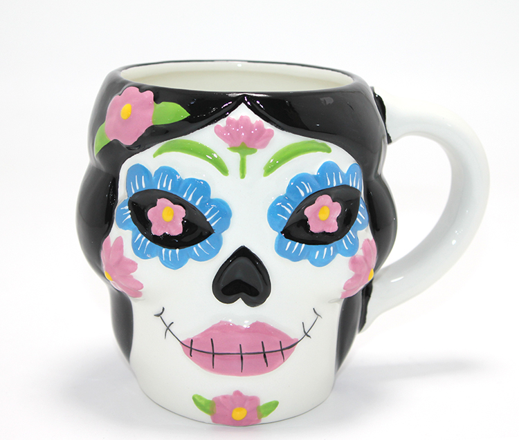 Day Of The Dead Şeker Kurukafa Tasarımlı 3D Seramik Kupa Bardak Alk4893