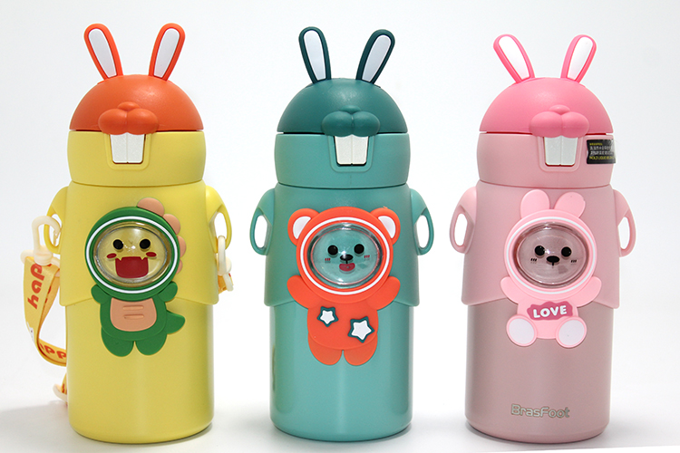 Tavşan Kulaklı Sevimli Ayı Figürlü Çelik Termos Alk4635