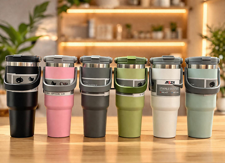 900 ml Taşıma Kulplu Paslanmaz Çelik Termos Mug - Vakumlu Isı Yalıtımlı Bardak ALK3137