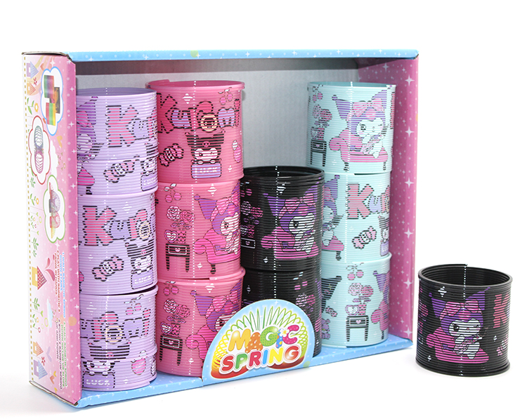Kuromi Baskılı Magic Spring Stres Yayı - Standlı Mor Ve Siyah Renk 12'Li Seti Alk3987