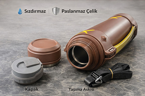 Mszm 1600 Ml Çift Katmanlı Vakumlu Paslanmaz Çelik Termos Suluk