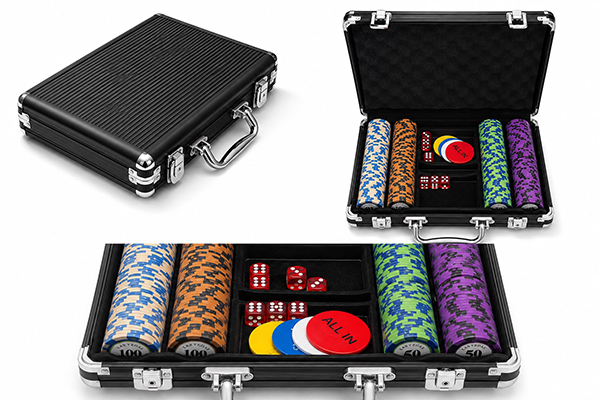 Deri Çantalı 200 Chip Ve 2 Adet İskambil Kağitına Sahip Poker Oyunu Alk5370