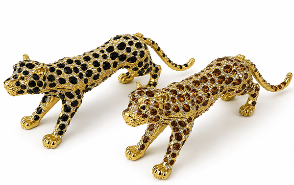 Swaroski Taşlı Leopar Figürü Tekli Alk5761