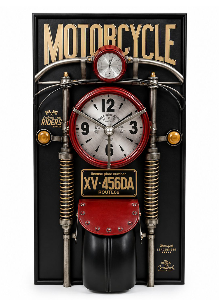 Motosiklet Tasarımlı Metal Duvar Saati Alk5788
