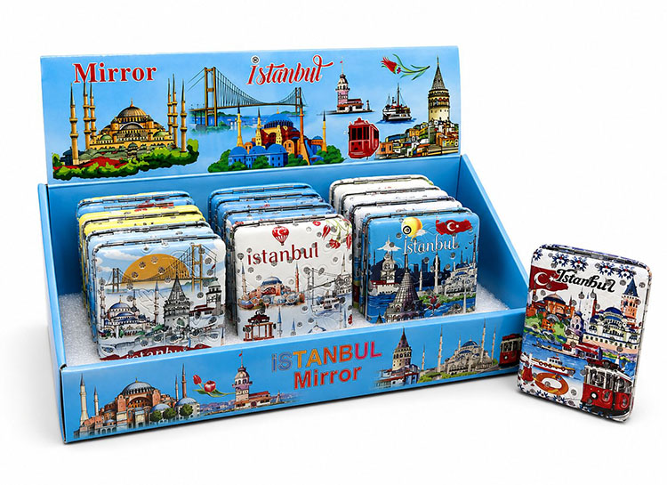 Taşlı İstanbul Temalı Kalın El Aynası Alk5822