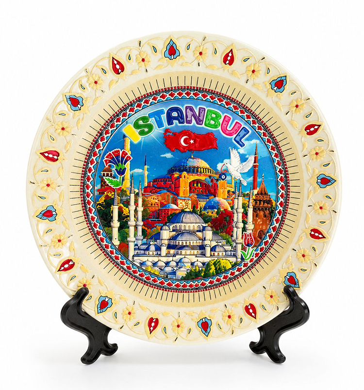 İstanbul Temalı Porselen Dekoratif Tabak 20 Cm Alk5846