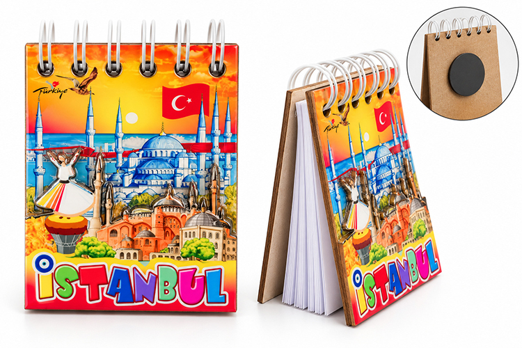 İİstanbul Temalı Ahşap Magnetli Not Defteri Alk5881