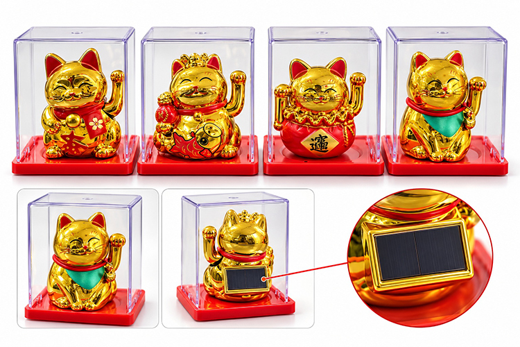 Güneş Enerjili Sallanan Şans Kedisi - Maneki Neko Alk6160