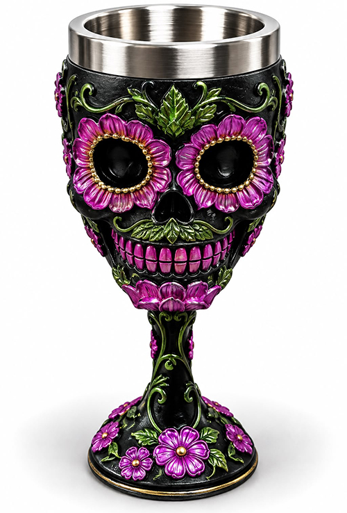 Day Of The Dead Şeker Kuru Kafa Tasarımlı 3D Çelik Kadeh Bardak Alk6513