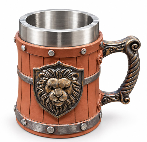 Aslan Temalı 3D Kabartmalı Paslanmaz Çelik Kupa Bardak Alk6542