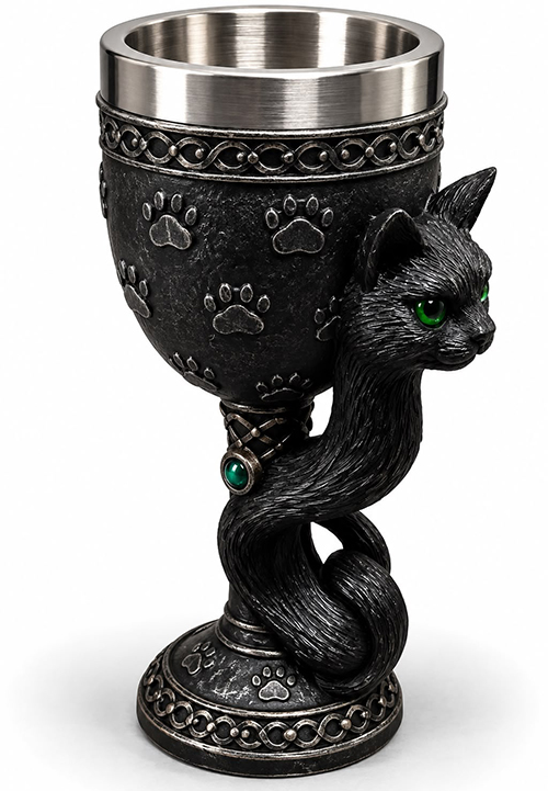 Kedi Figürlü 3D Paslanmaz Çelik Kadeh Bardak Alk6543