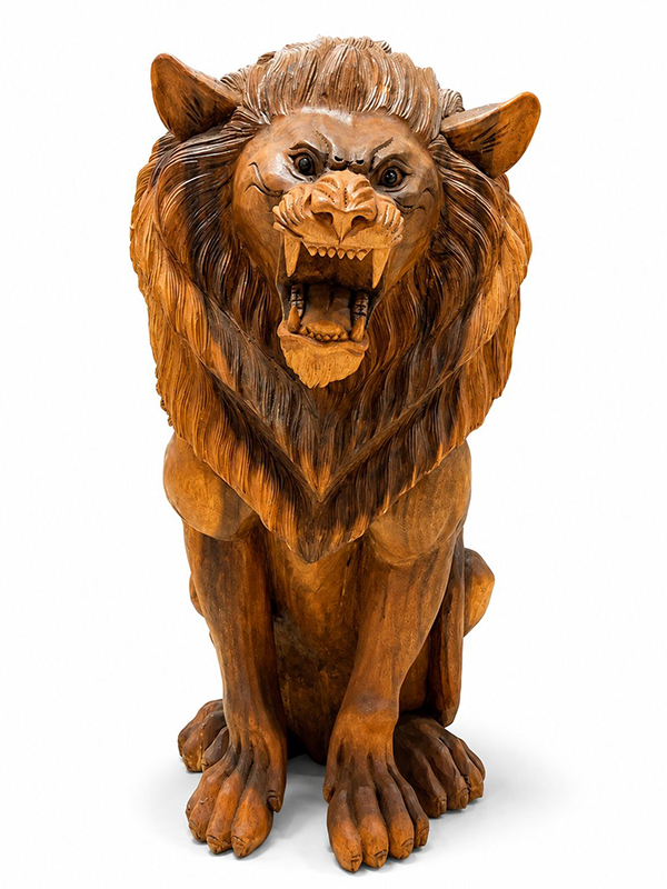 Ahşap El Oyması Aslan Figürü 80 Cm No:8